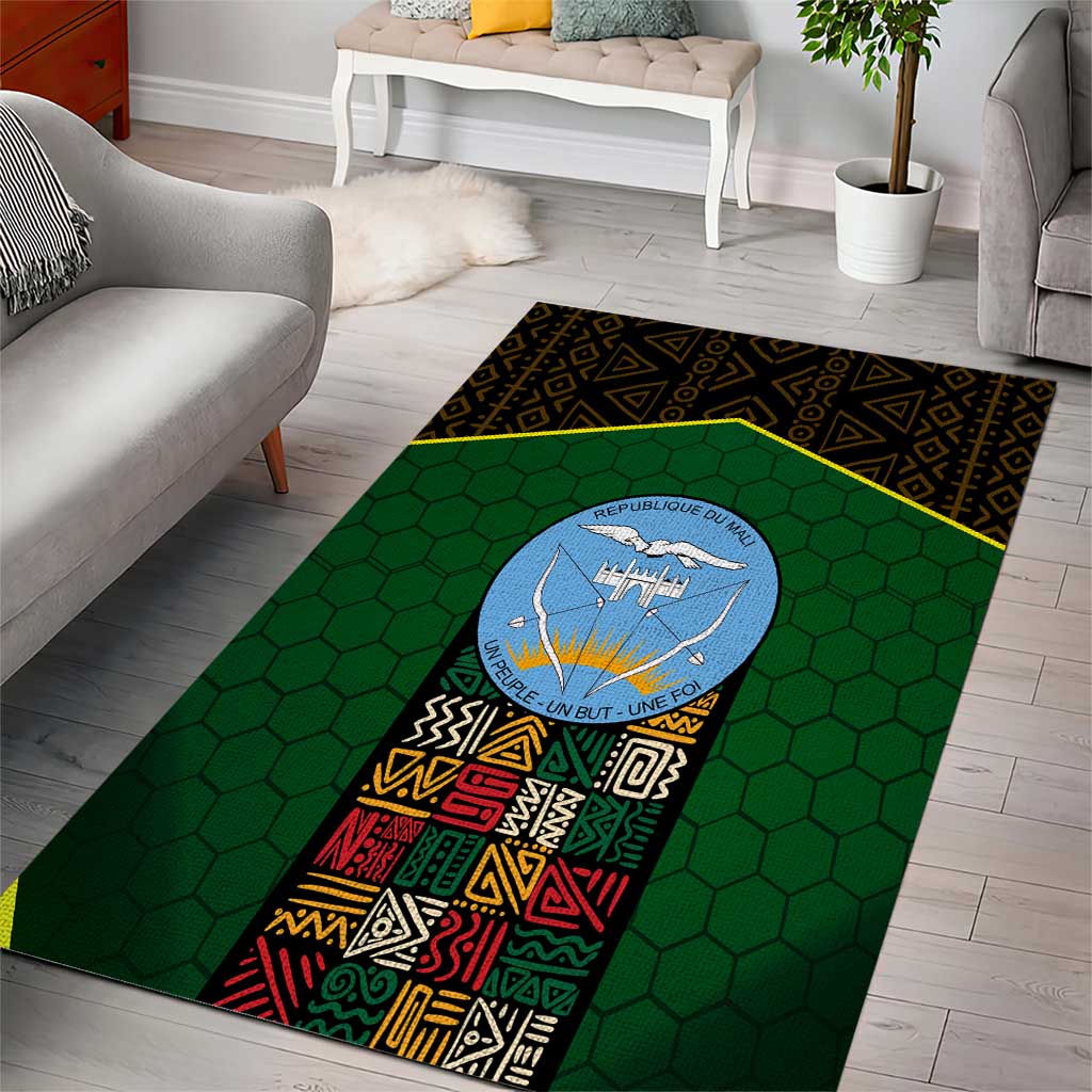 Mali Map Area Rug Vulture in Gliding Flight - African Patterns Design TS04