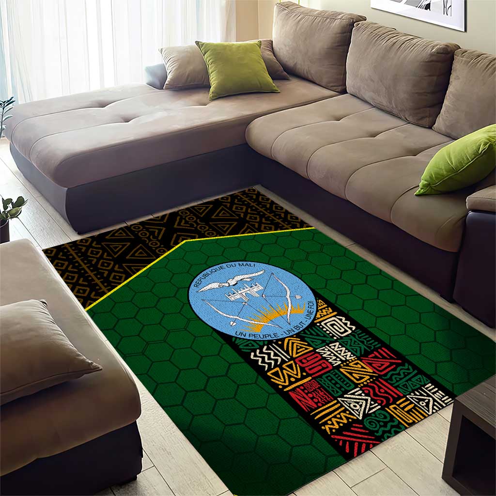 Mali Map Area Rug Vulture in Gliding Flight - African Patterns Design TS04
