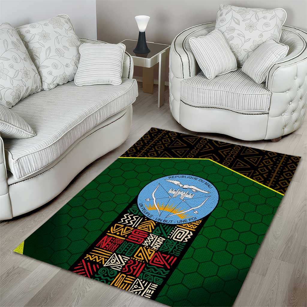 Mali Map Area Rug Vulture in Gliding Flight - African Patterns Design TS04