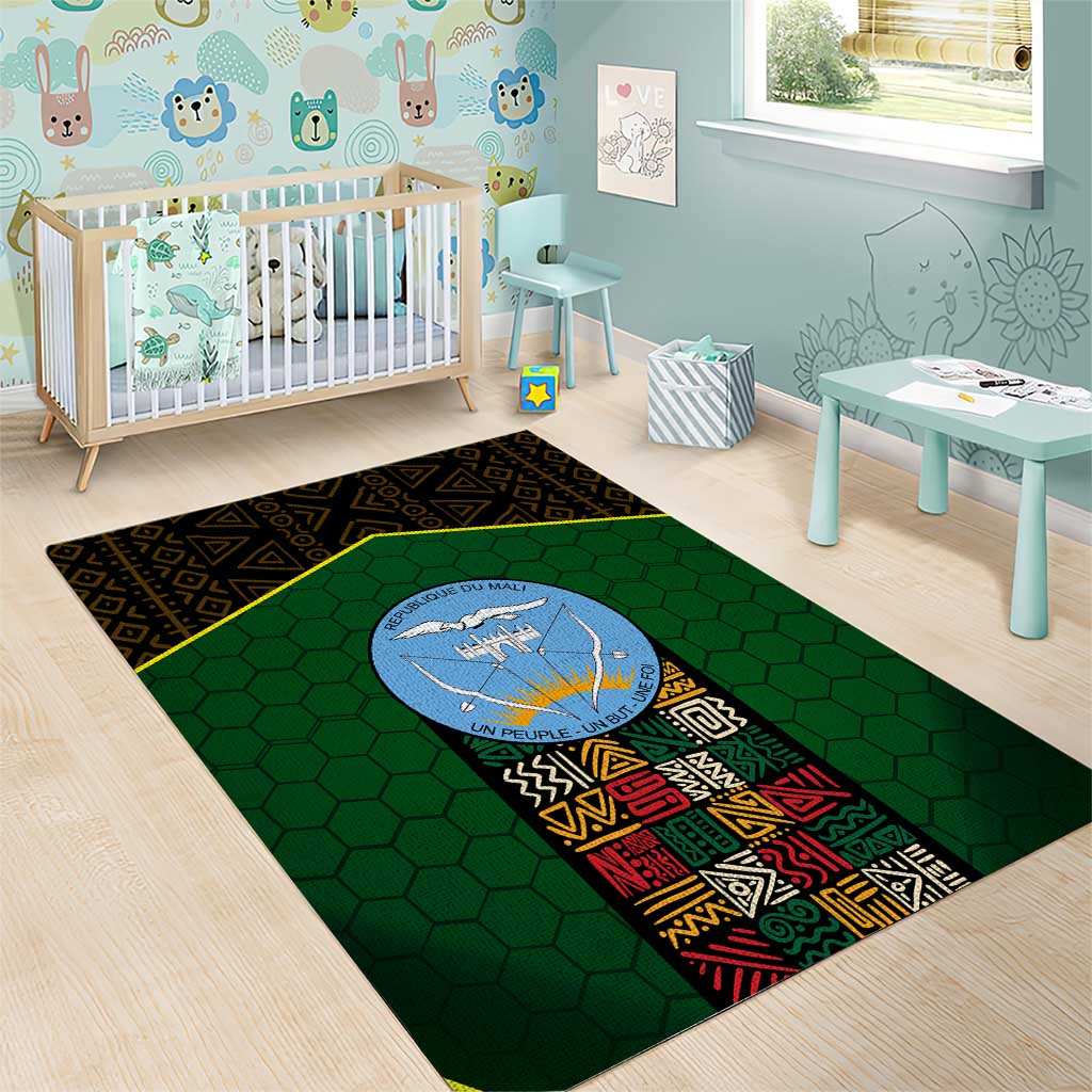 Mali Map Area Rug Vulture in Gliding Flight - African Patterns Design TS04