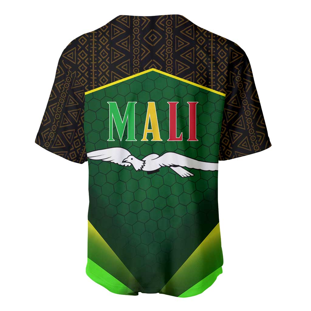 Mali Map Baseball Jersey Vulture in Gliding Flight - African Patterns Design TS04