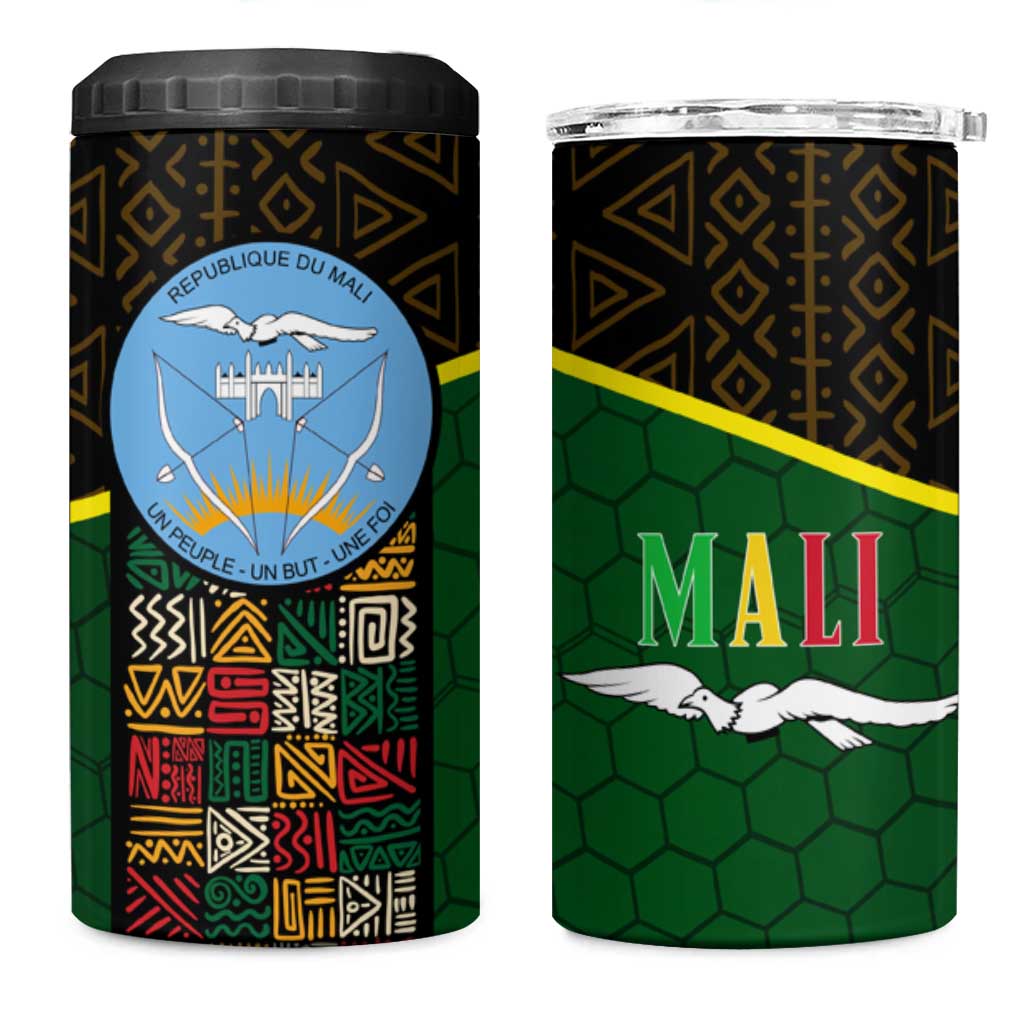 Mali Map 4 in 1 Can Cooler Tumbler Vulture in Gliding Flight - African Patterns Design TS04