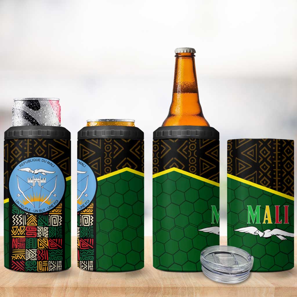 Mali Map 4 in 1 Can Cooler Tumbler Vulture in Gliding Flight - African Patterns Design TS04