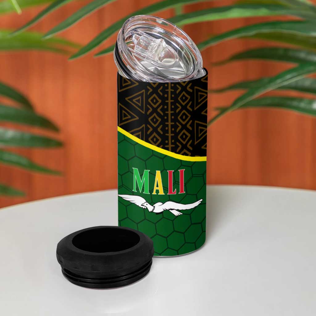 Mali Map 4 in 1 Can Cooler Tumbler Vulture in Gliding Flight - African Patterns Design TS04