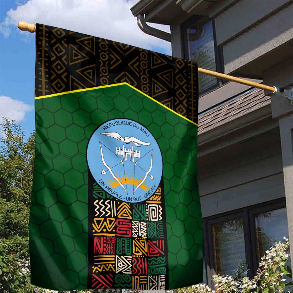 Mali Map Garden Flag Vulture in Gliding Flight - African Patterns Design TS04