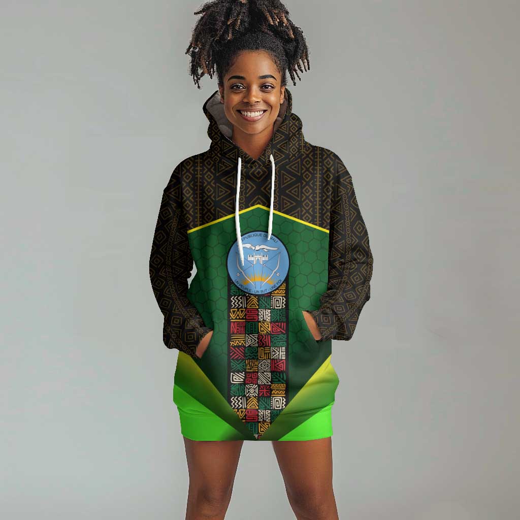 Mali Map Hoodie Dress Vulture in Gliding Flight - African Patterns Design TS04