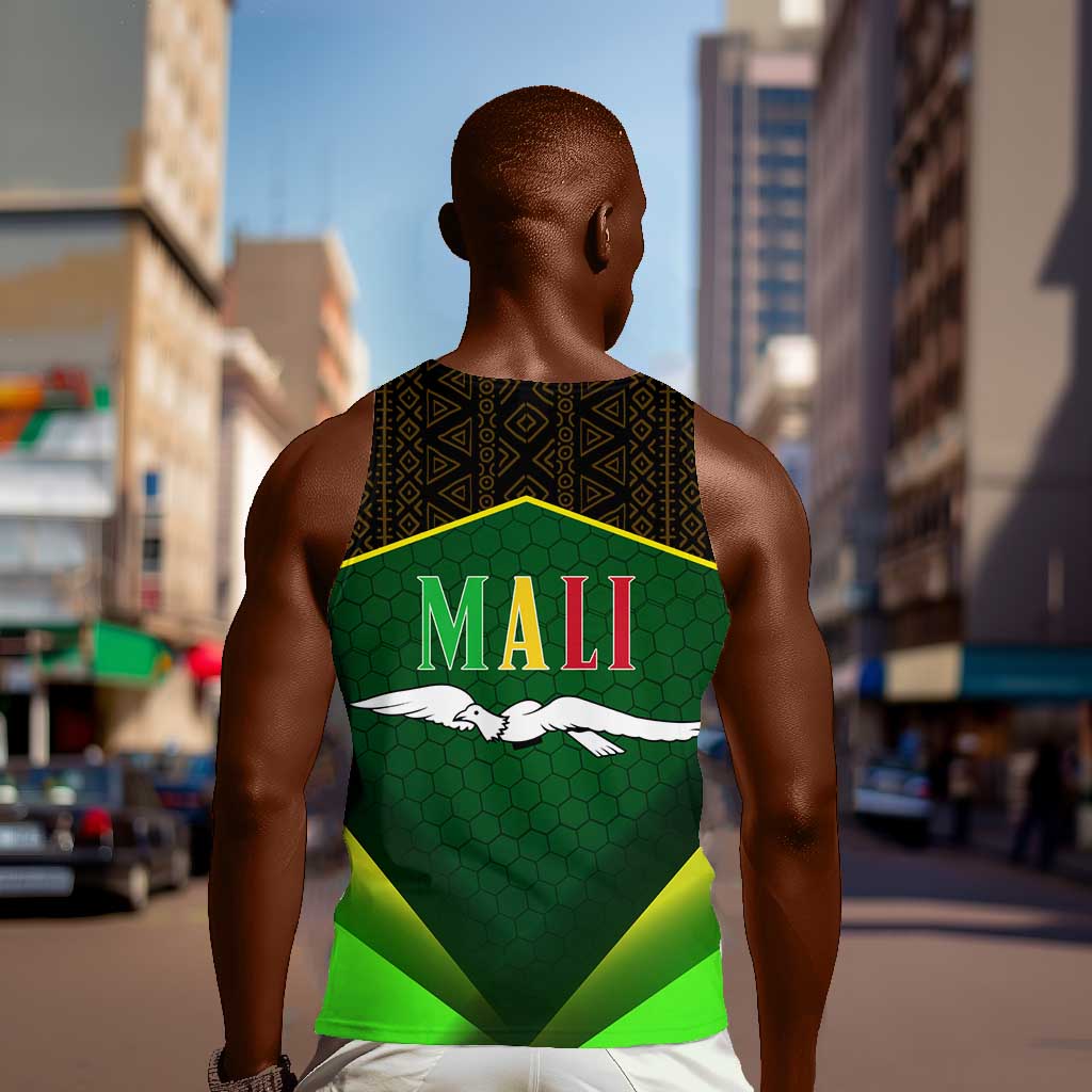 Mali Map Men Tank Top Vulture in Gliding Flight - African Patterns Design TS04
