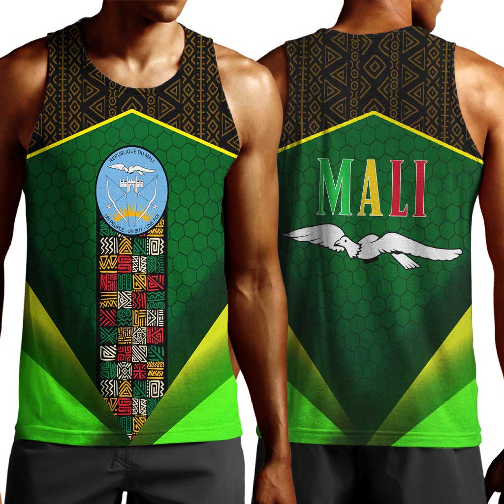 Mali Map Men Tank Top Vulture in Gliding Flight - African Patterns Design TS04