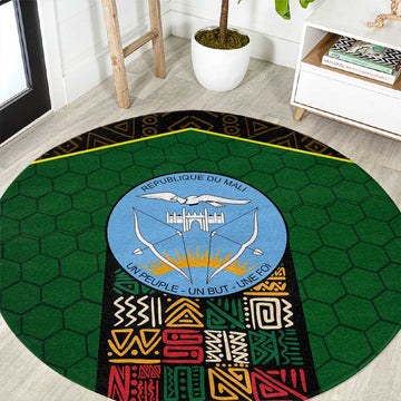 Mali Map Round Carpet Vulture in Gliding Flight - African Patterns Design TS04