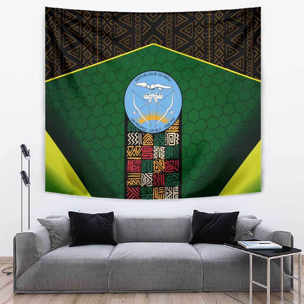 Mali Map Tapestry Vulture in Gliding Flight - African Patterns Design TS04