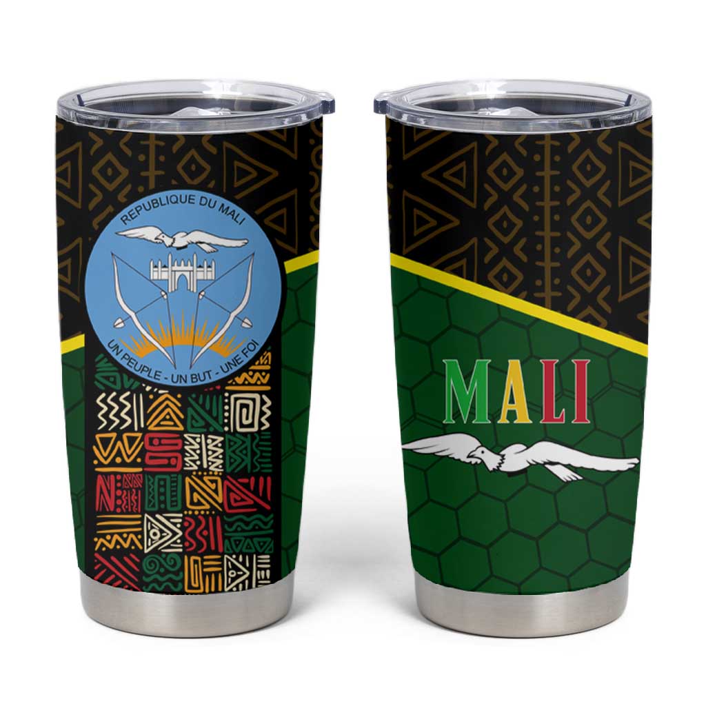 Mali Map Tumbler Cup Vulture in Gliding Flight - African Patterns Design TS04