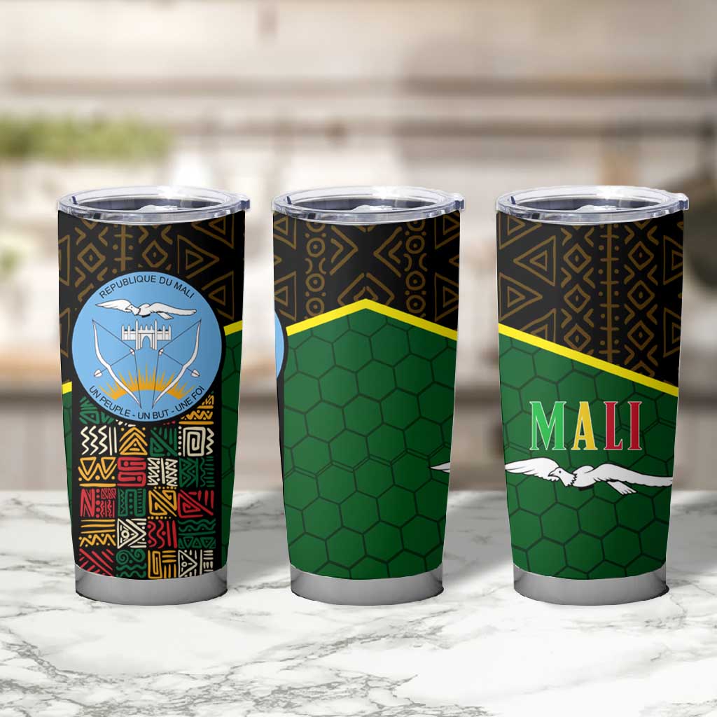 Mali Map Tumbler Cup Vulture in Gliding Flight - African Patterns Design TS04