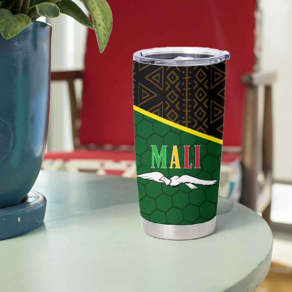 Mali Map Tumbler Cup Vulture in Gliding Flight - African Patterns Design TS04