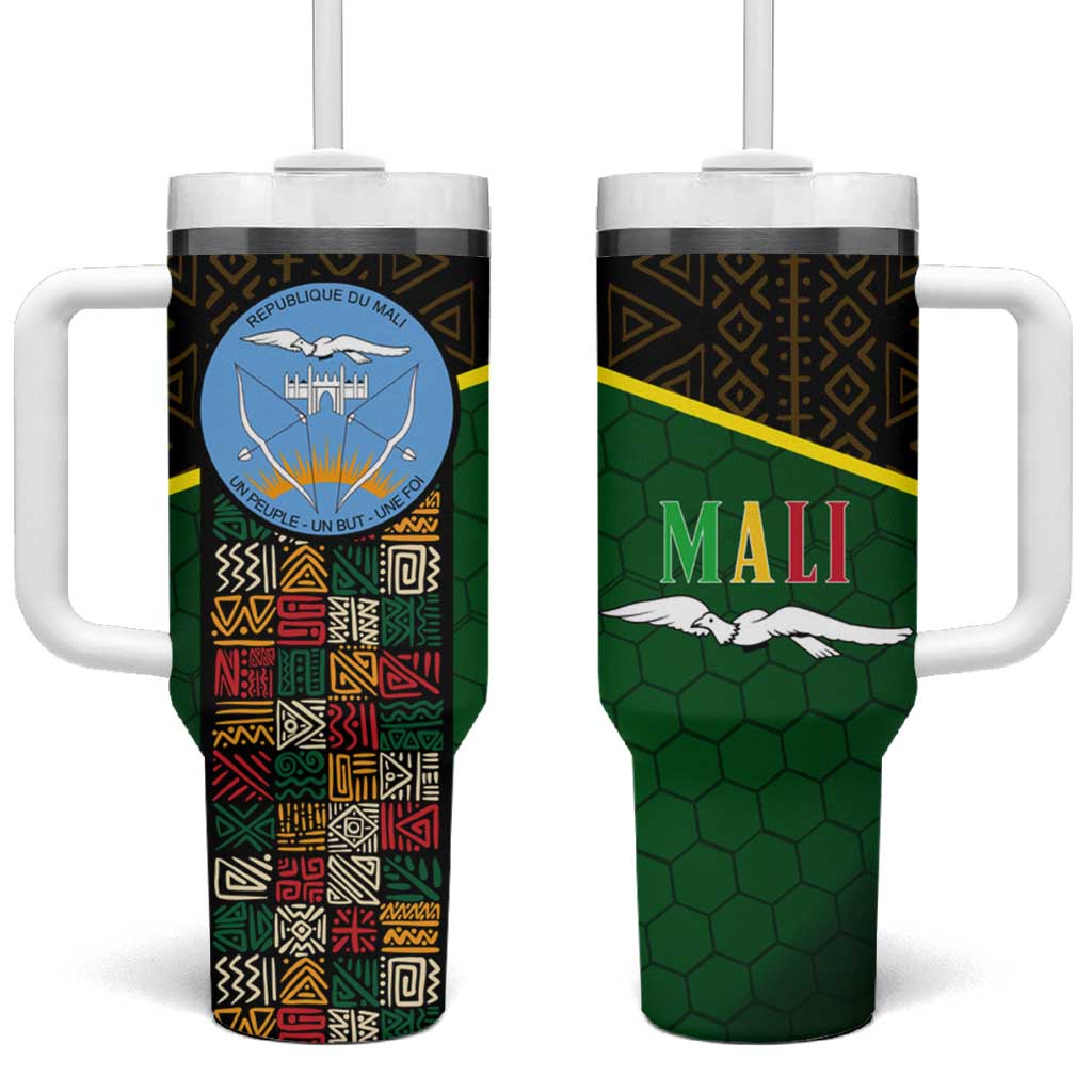 Mali Map Tumbler With Handle Vulture in Gliding Flight - African Patterns Design TS04