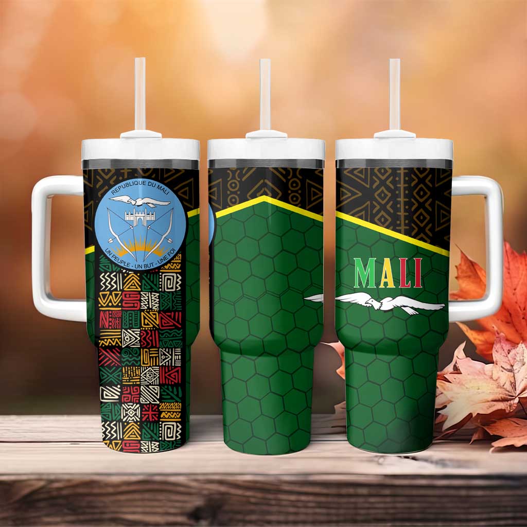 Mali Map Tumbler With Handle Vulture in Gliding Flight - African Patterns Design TS04