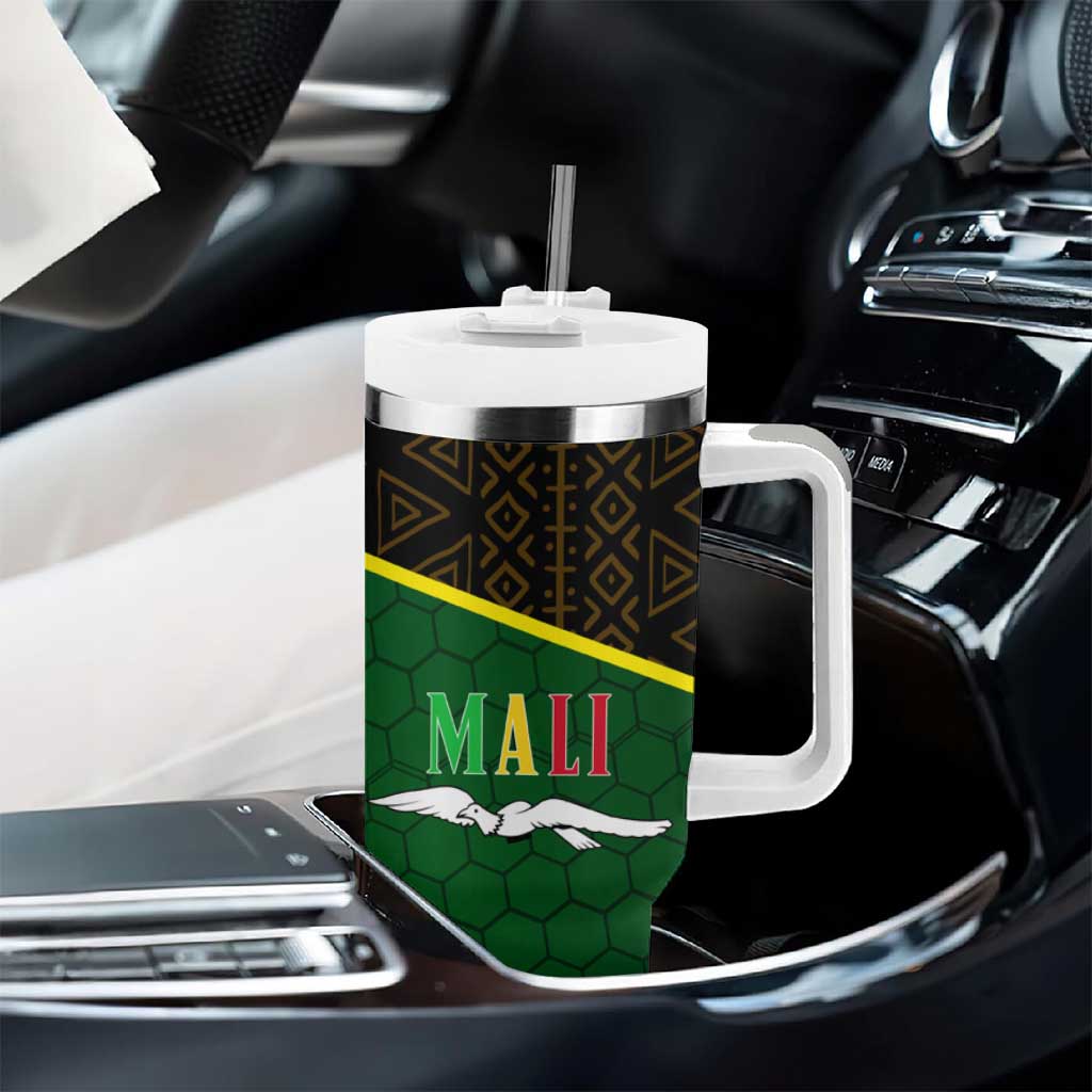 Mali Map Tumbler With Handle Vulture in Gliding Flight - African Patterns Design TS04