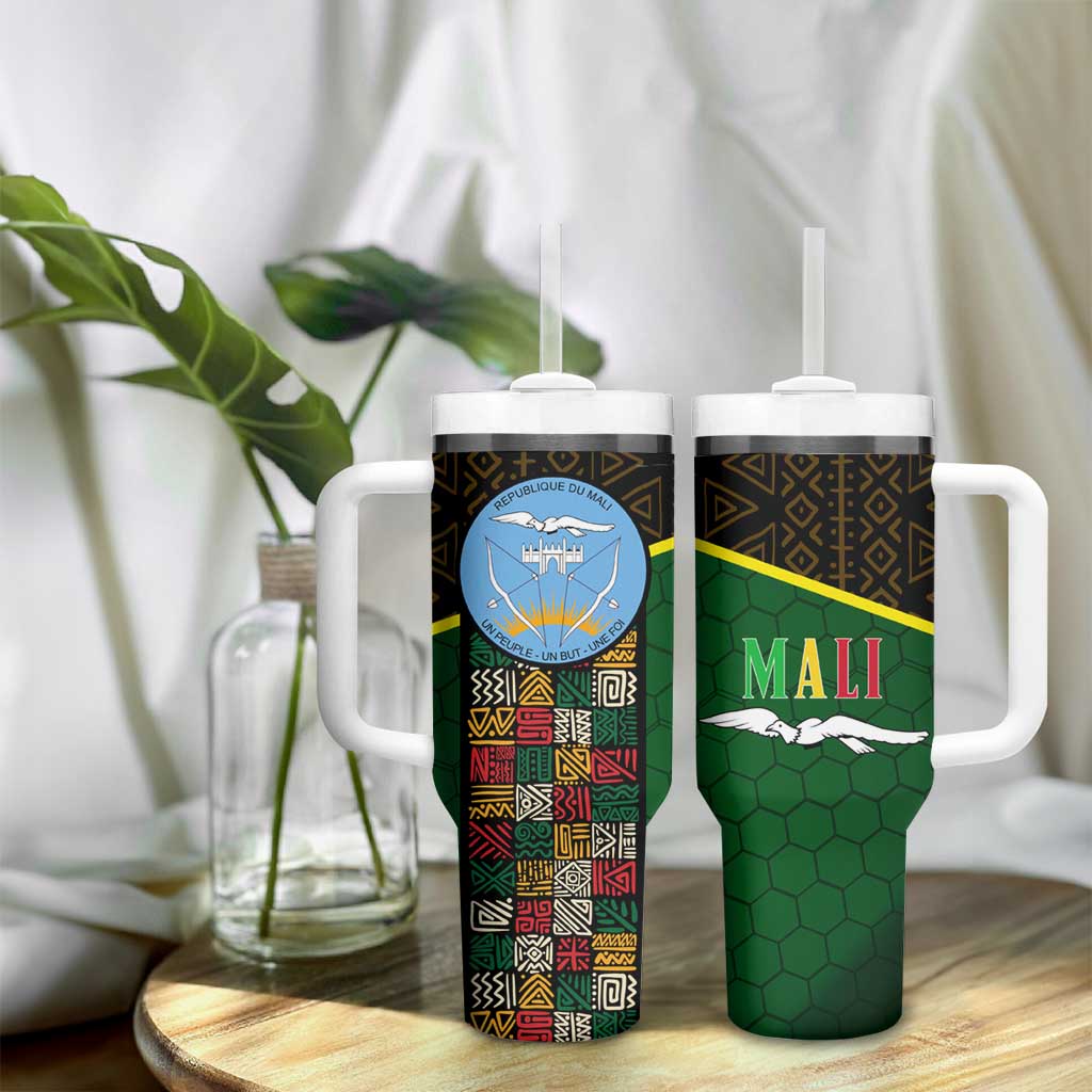 Mali Map Tumbler With Handle Vulture in Gliding Flight - African Patterns Design TS04