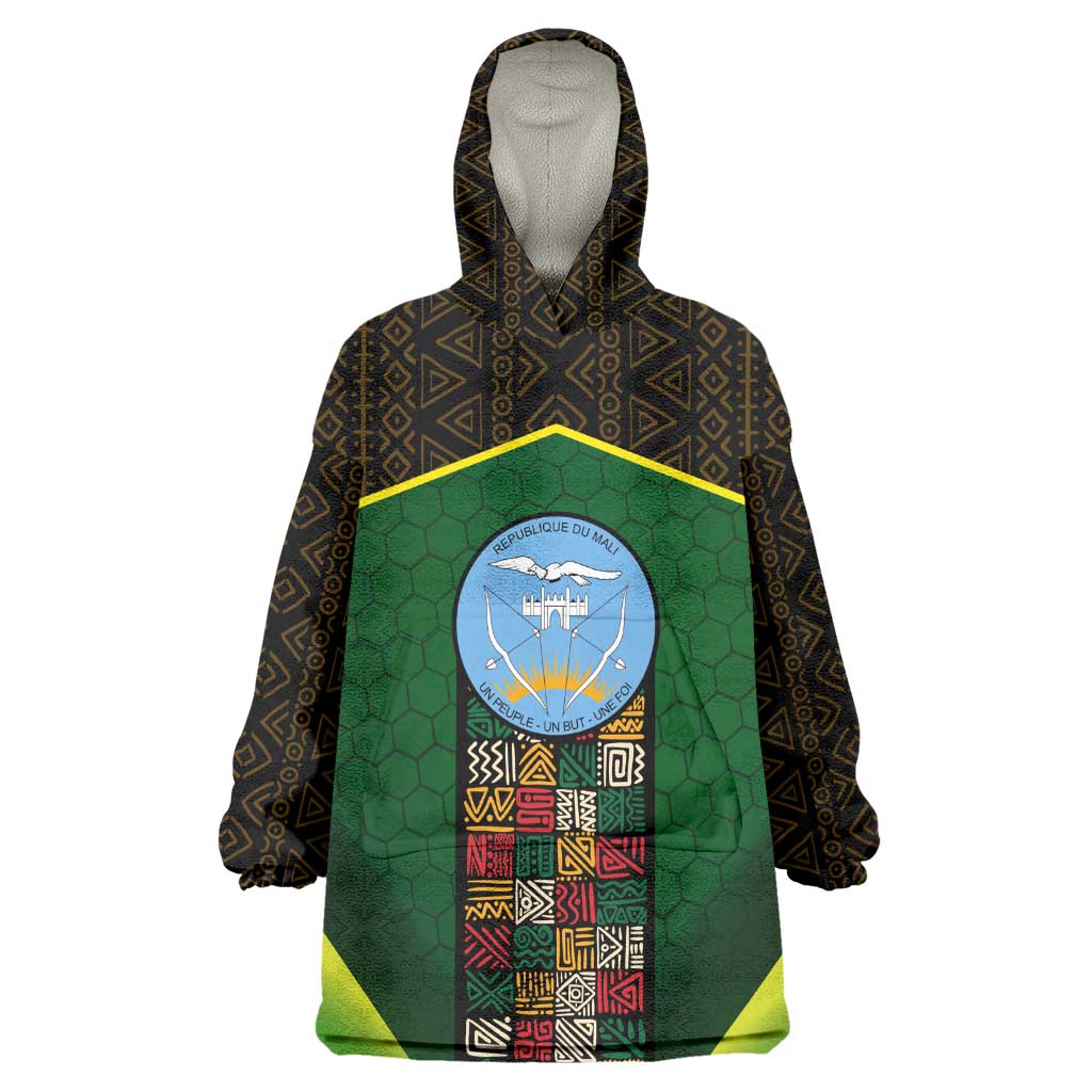 Mali Map Wearable Blanket Hoodie Vulture in Gliding Flight - African Patterns Design TS04