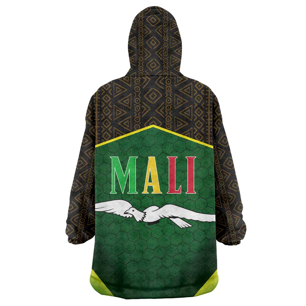 Mali Map Wearable Blanket Hoodie Vulture in Gliding Flight - African Patterns Design TS04