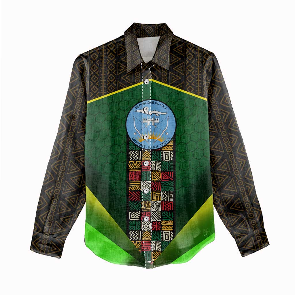 Mali Map Women Casual Shirt Vulture in Gliding Flight - African Patterns Design TS04