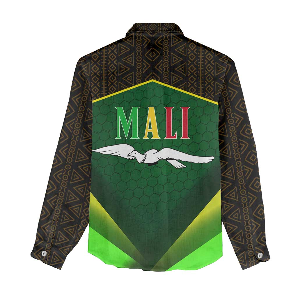 Mali Map Women Casual Shirt Vulture in Gliding Flight - African Patterns Design TS04