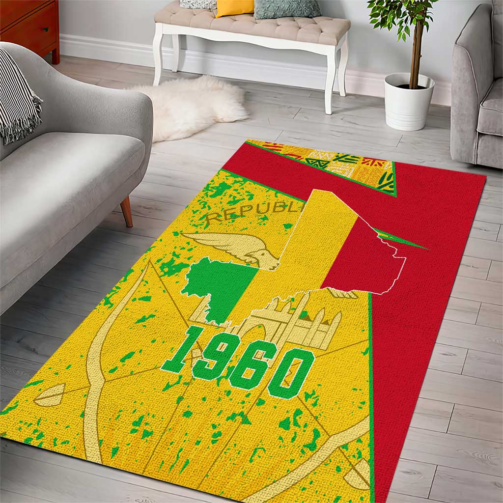 Mali in My Heart Area Rug Map with National Flag Colors TS04