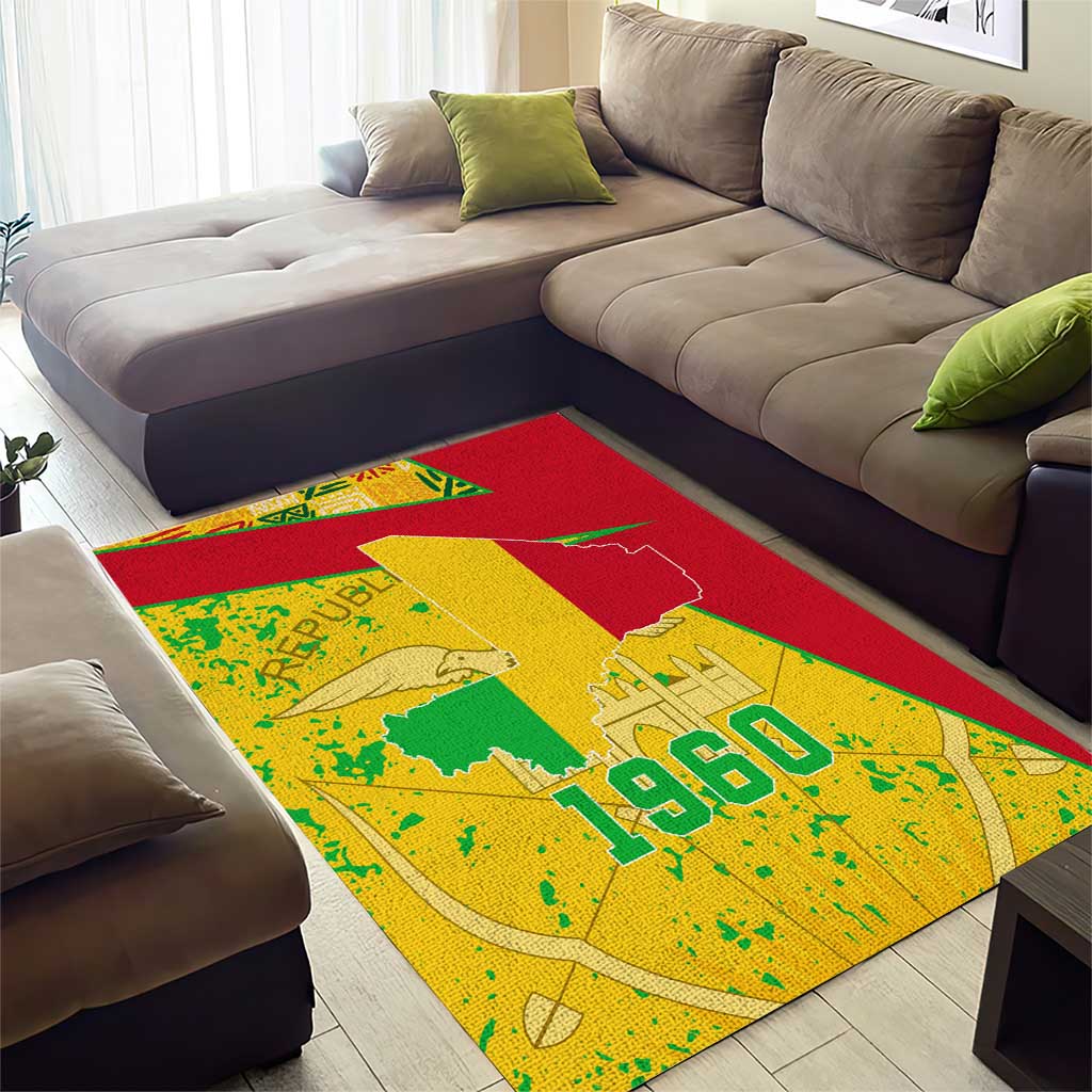 Mali in My Heart Area Rug Map with National Flag Colors TS04