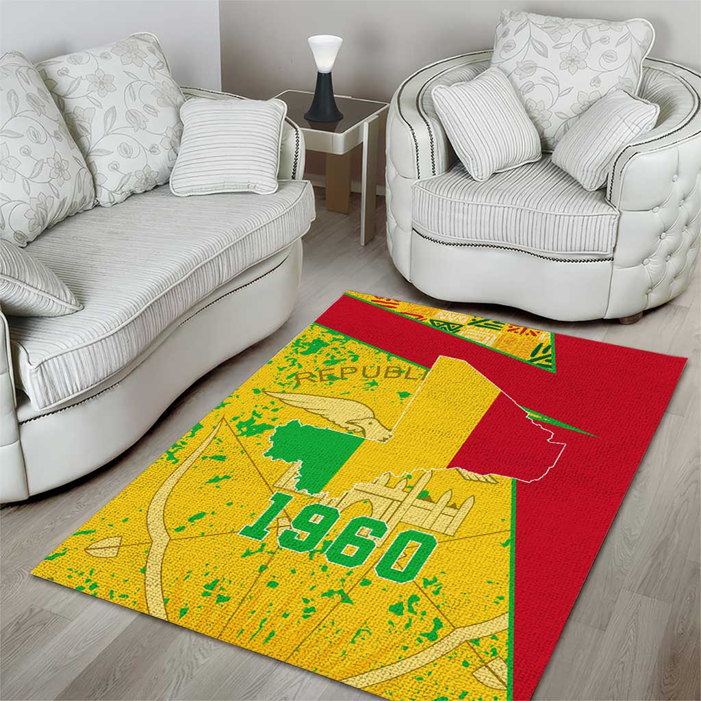 Mali in My Heart Area Rug Map with National Flag Colors TS04