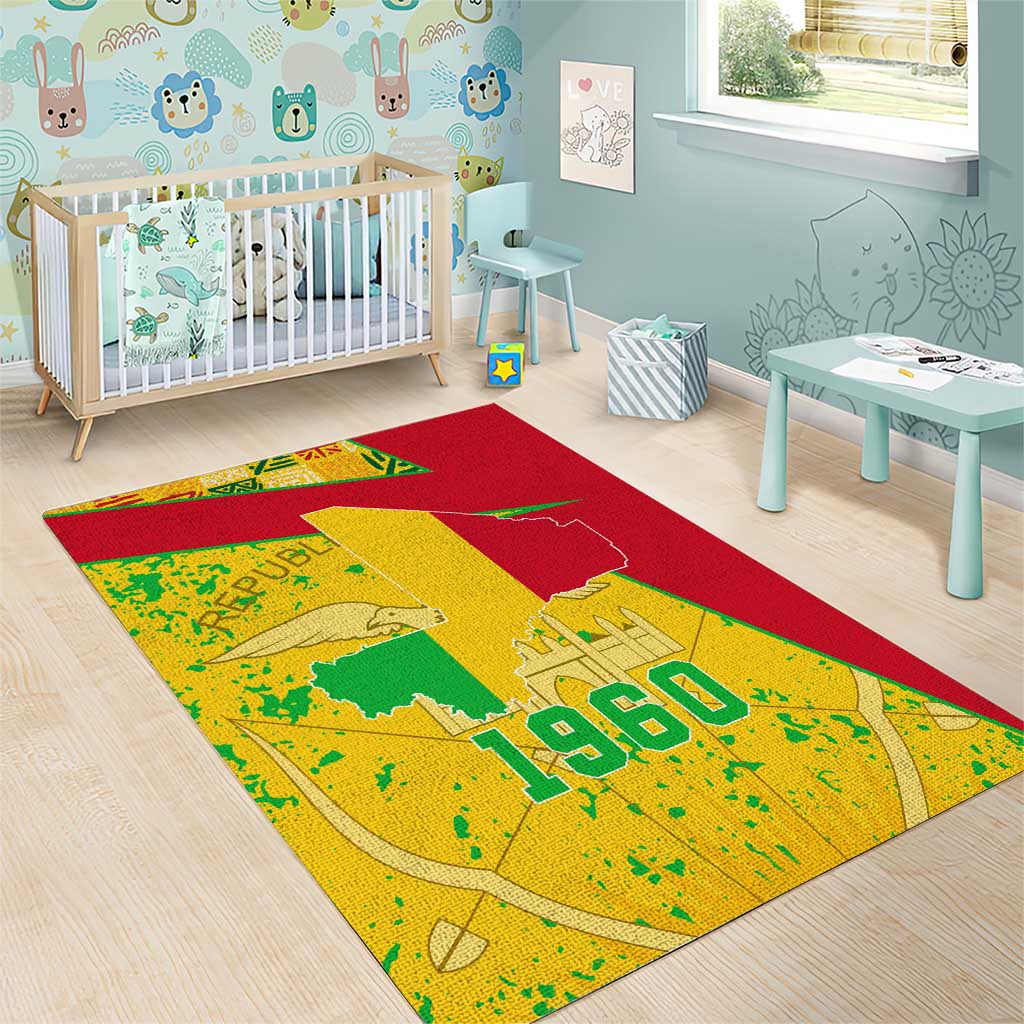 Mali in My Heart Area Rug Map with National Flag Colors TS04