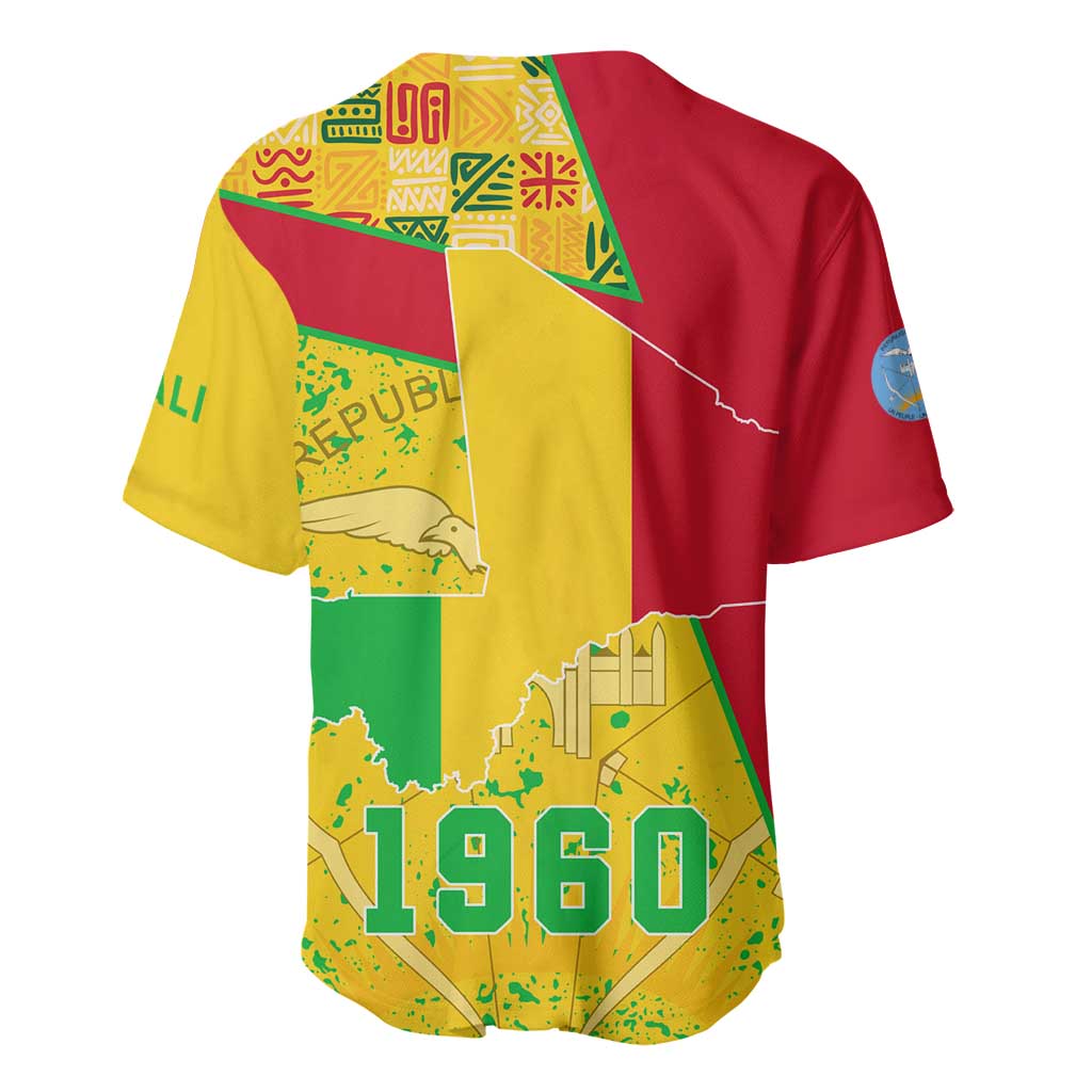 Mali in My Heart Baseball Jersey Map with National Flag Colors TS04