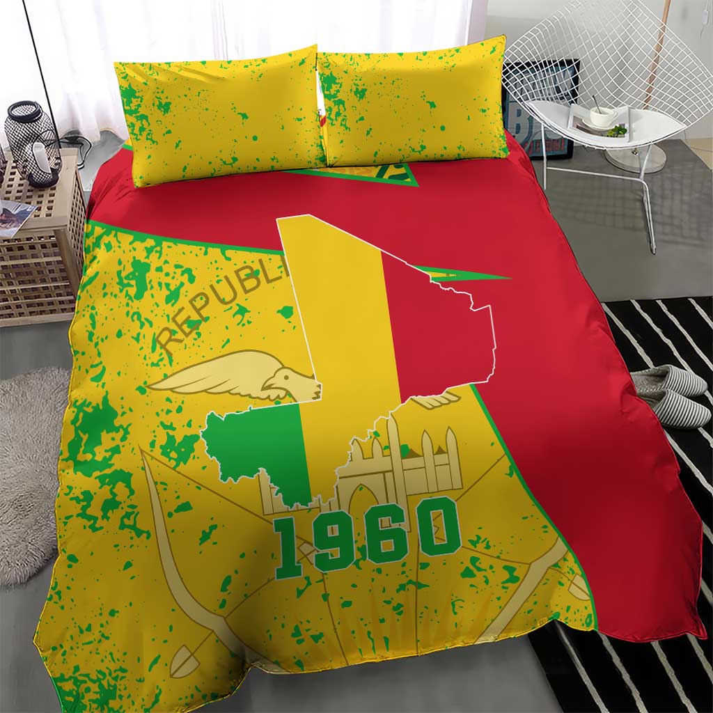 Mali in My Heart Bedding Set Map with National Flag Colors TS04