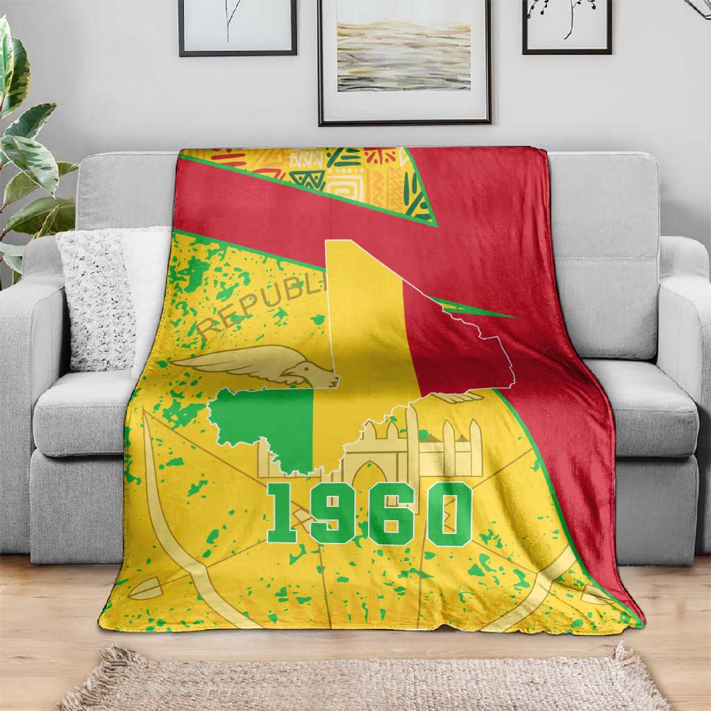 Mali in My Heart Blanket Map with National Flag Colors TS04