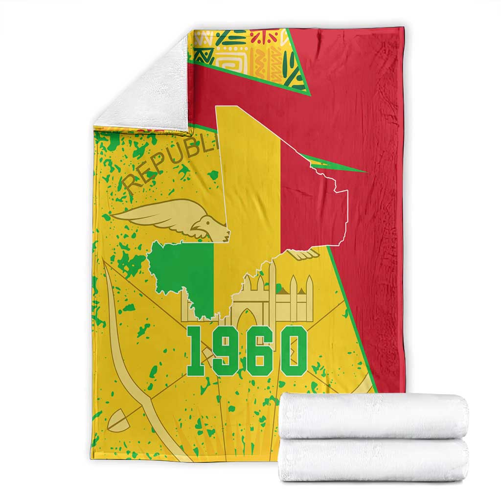 Mali in My Heart Blanket Map with National Flag Colors TS04