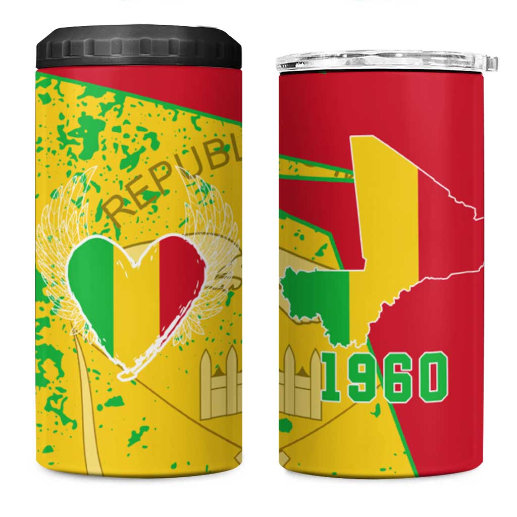 Mali in My Heart 4 in 1 Can Cooler Tumbler Map with National Flag Colors TS04
