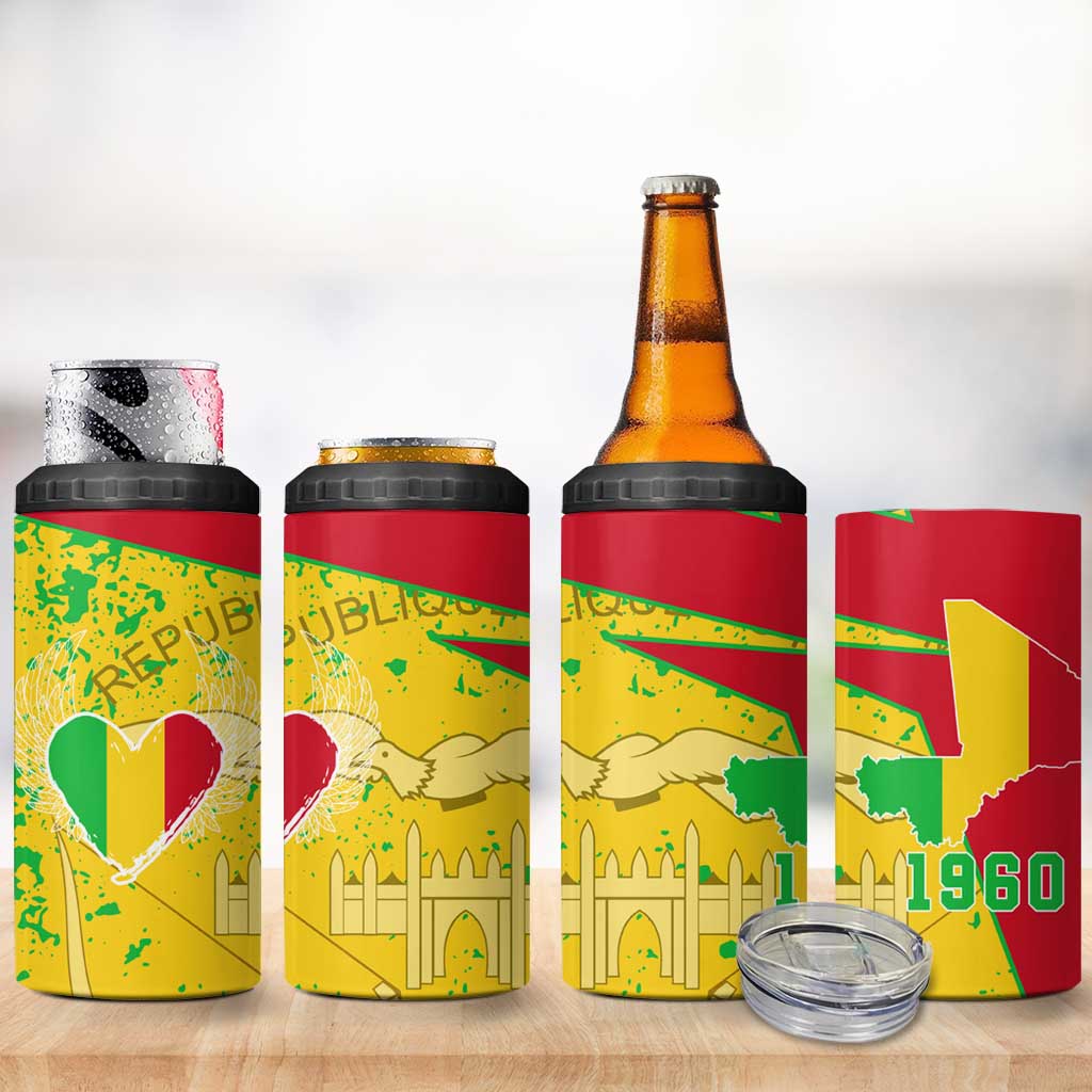 Mali in My Heart 4 in 1 Can Cooler Tumbler Map with National Flag Colors TS04