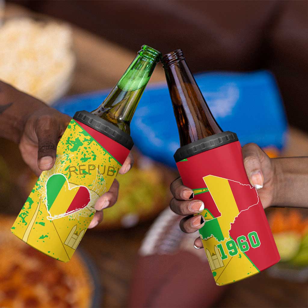 Mali in My Heart 4 in 1 Can Cooler Tumbler Map with National Flag Colors TS04