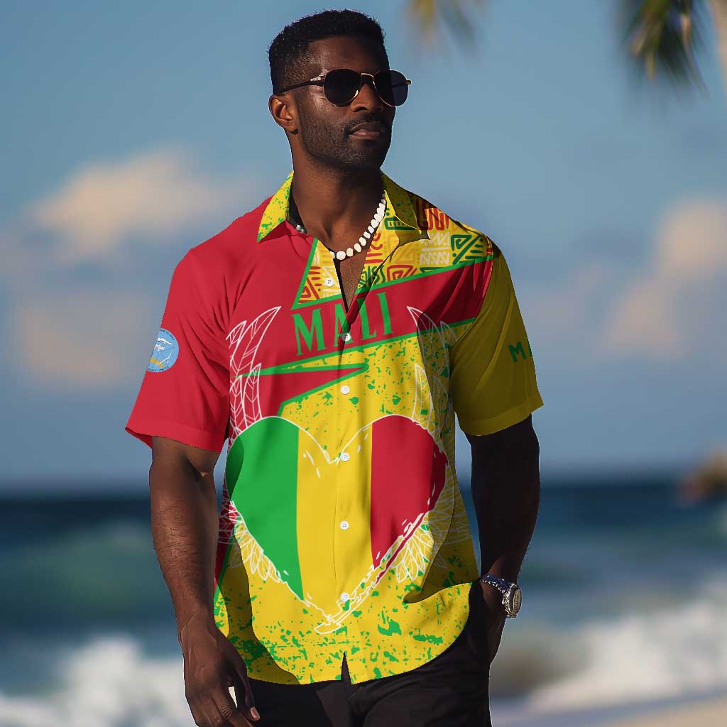 Mali in My Heart Hawaiian Shirt Map with National Flag Colors TS04