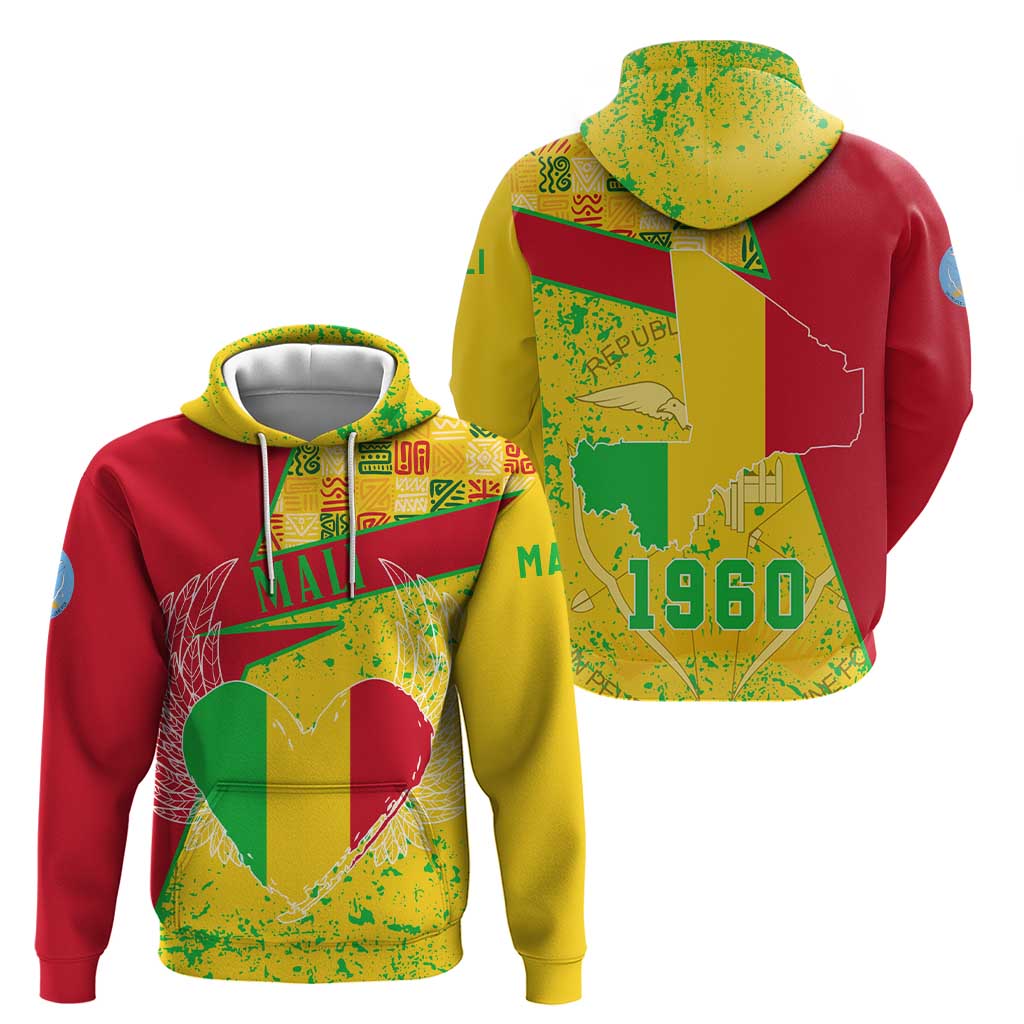 Mali Map Hoodie Heart-Inspired Design with National Flag Colors TS04