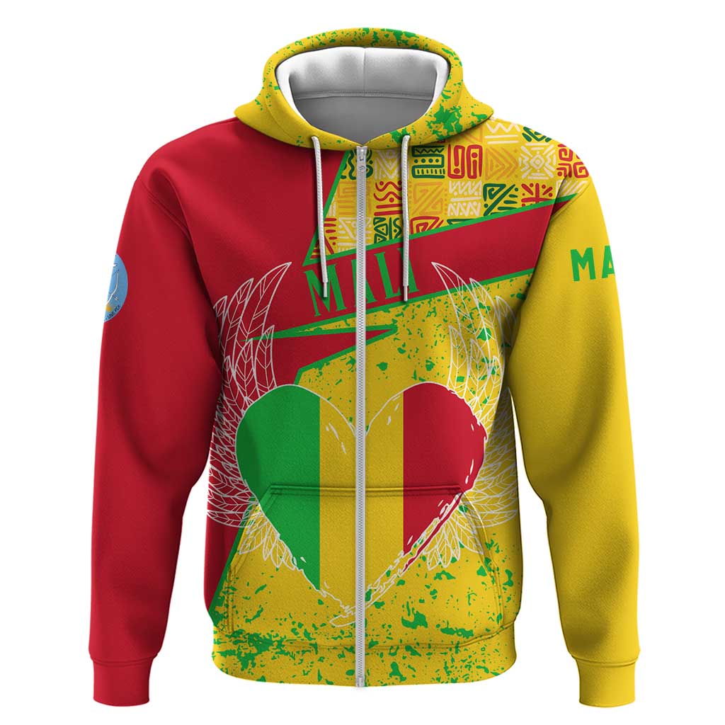 Mali Map Hoodie Heart-Inspired Design with National Flag Colors TS04