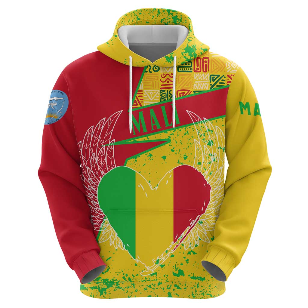 Mali Map Hoodie Heart-Inspired Design with National Flag Colors TS04