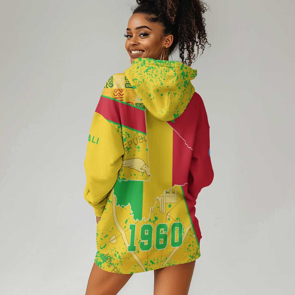 Mali in My Heart Hoodie Dress Map with National Flag Colors TS04