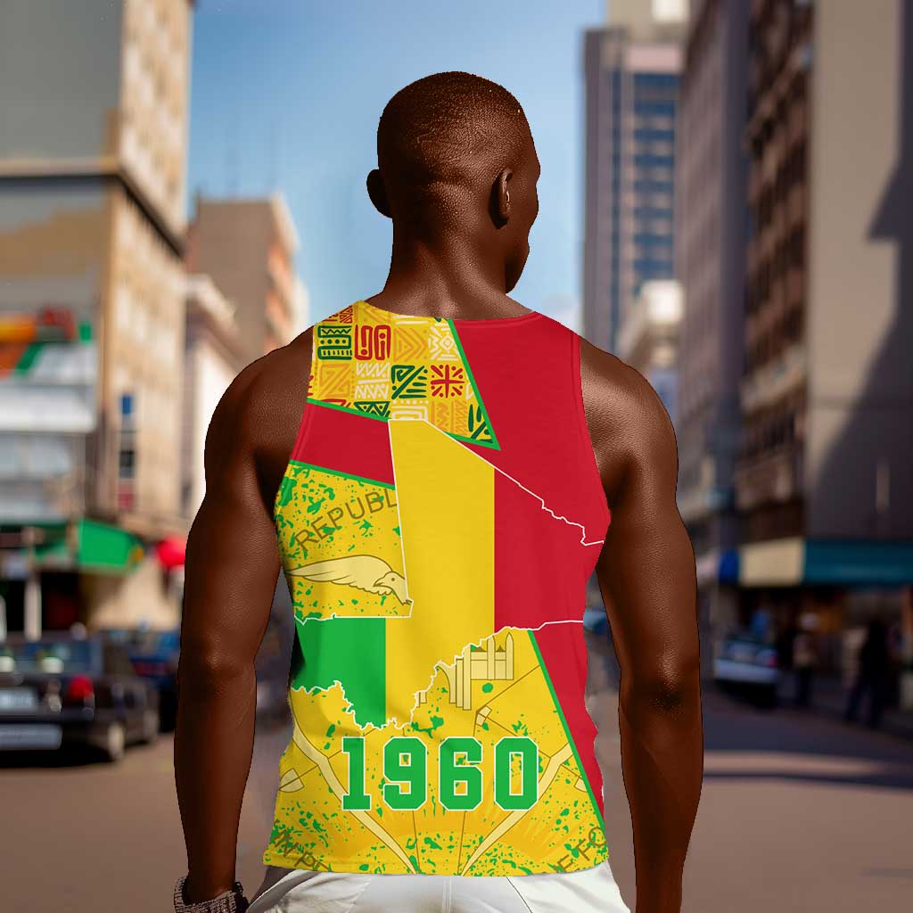 Mali in My Heart Men Tank Top Map with National Flag Colors TS04