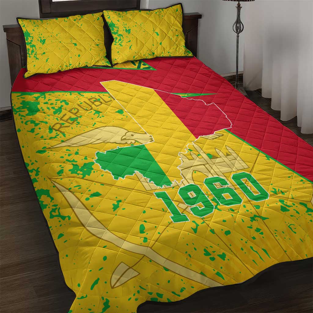 Mali in My Heart Quilt Bed Set Map with National Flag Colors TS04