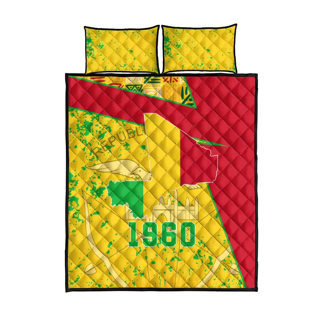Mali in My Heart Quilt Bed Set Map with National Flag Colors TS04