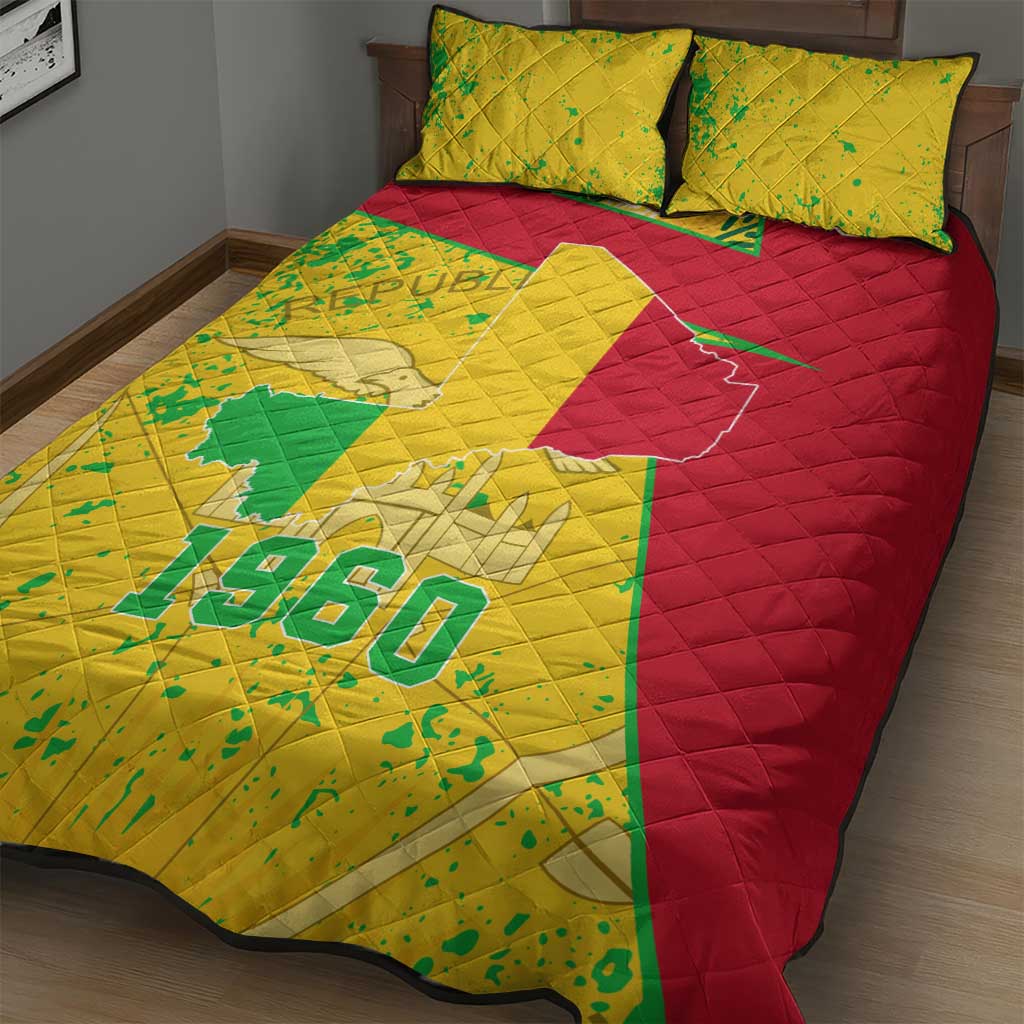 Mali in My Heart Quilt Bed Set Map with National Flag Colors TS04