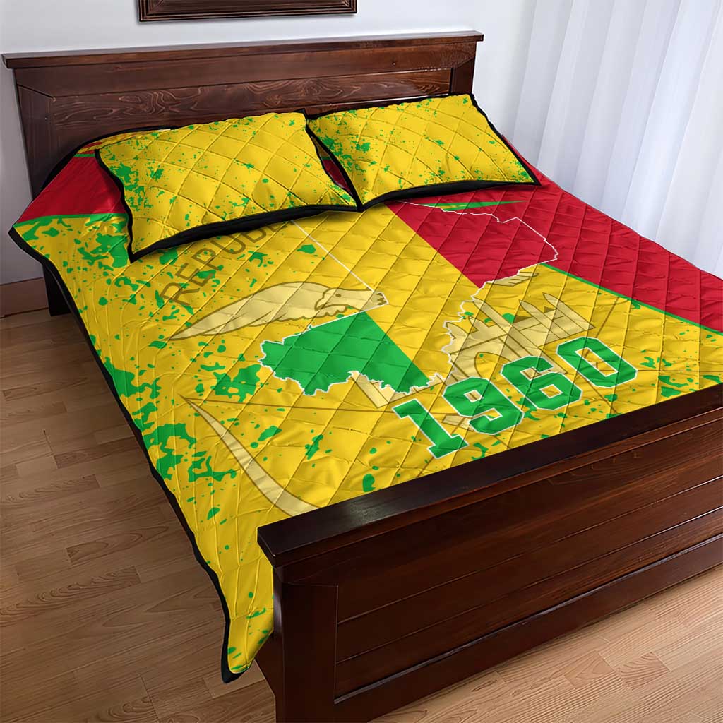 Mali in My Heart Quilt Bed Set Map with National Flag Colors TS04