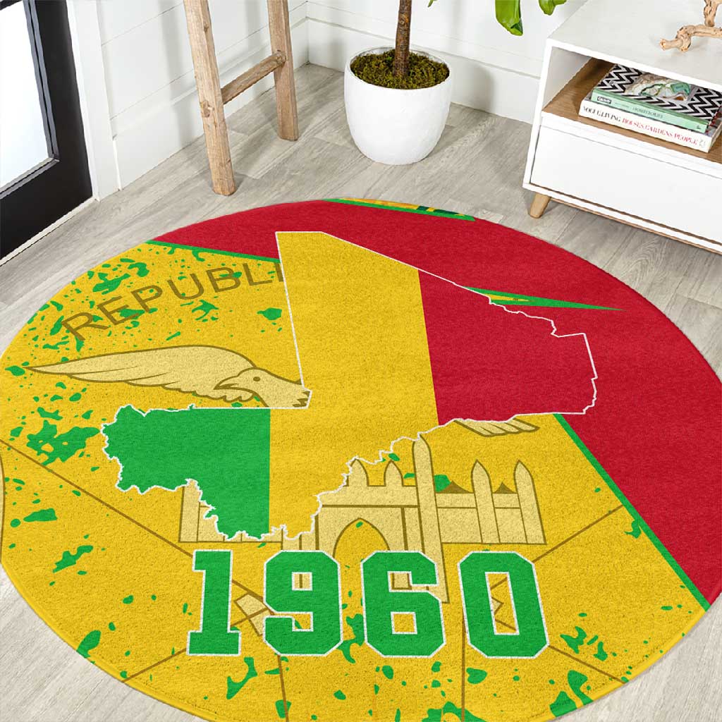 Mali in My Heart Round Carpet Map with National Flag Colors TS04