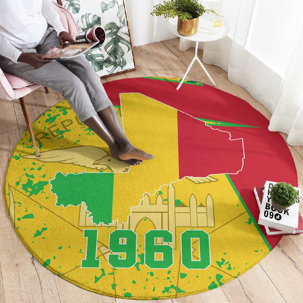 Mali in My Heart Round Carpet Map with National Flag Colors TS04