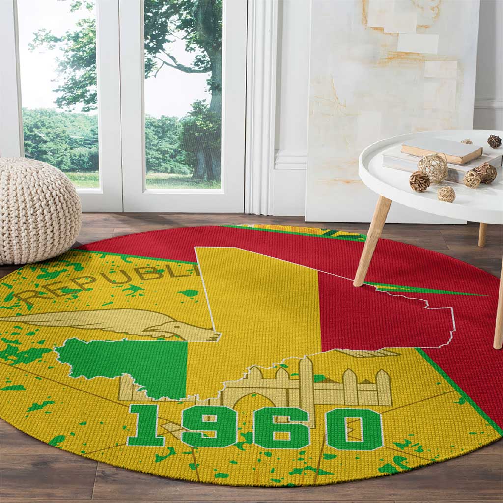 Mali in My Heart Round Carpet Map with National Flag Colors TS04