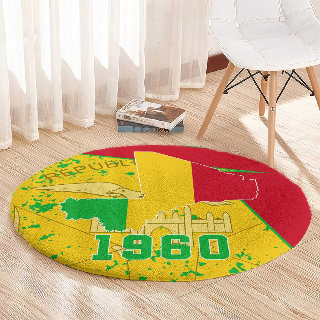 Mali in My Heart Round Carpet Map with National Flag Colors TS04
